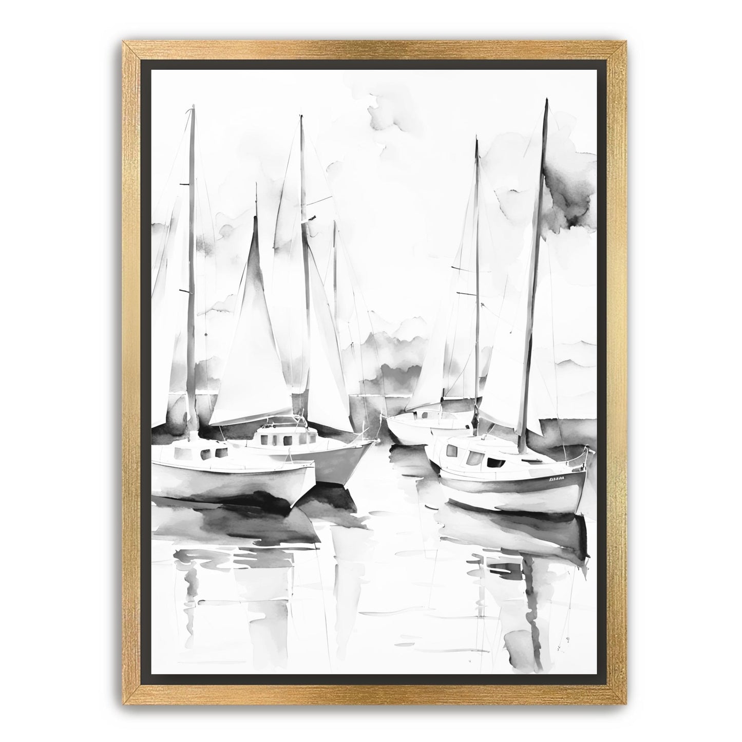 Sailing I Black + White Canvas
