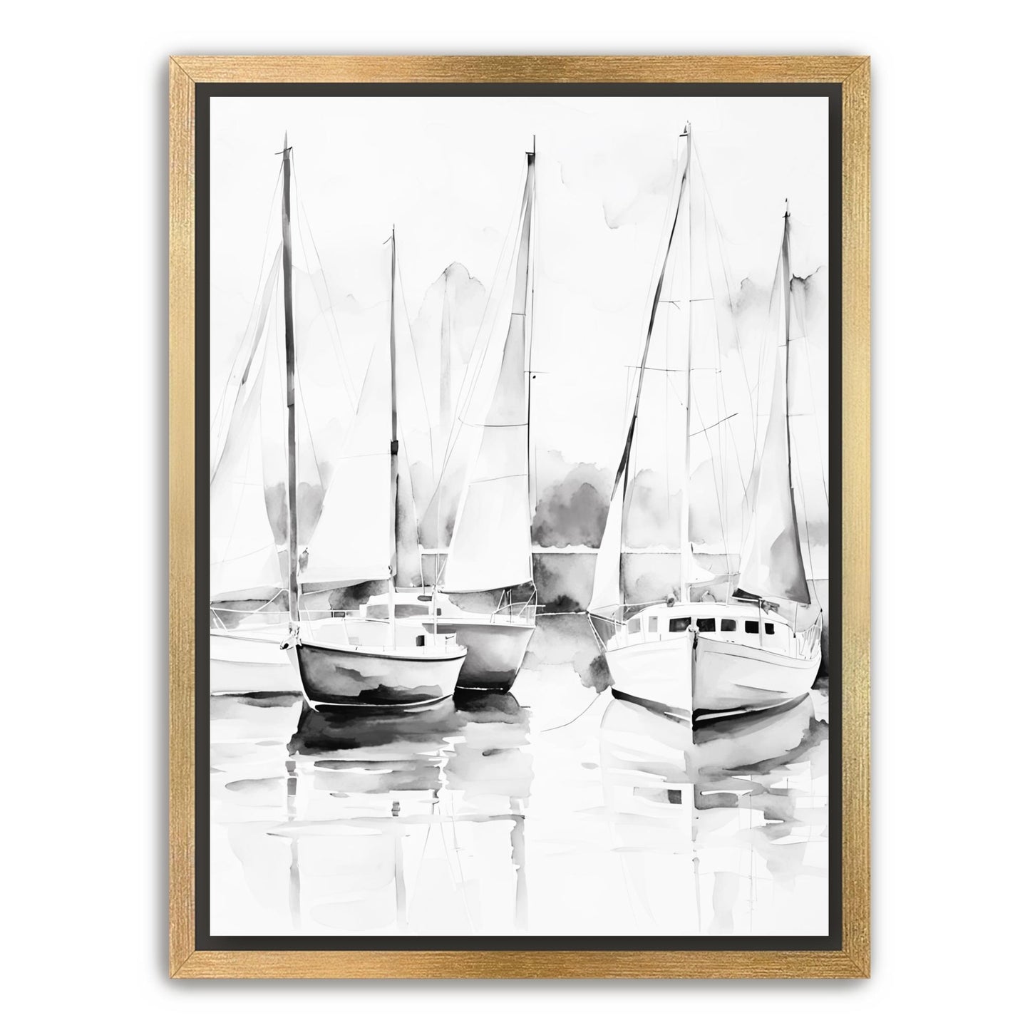 Sailing II Black + White Canvas