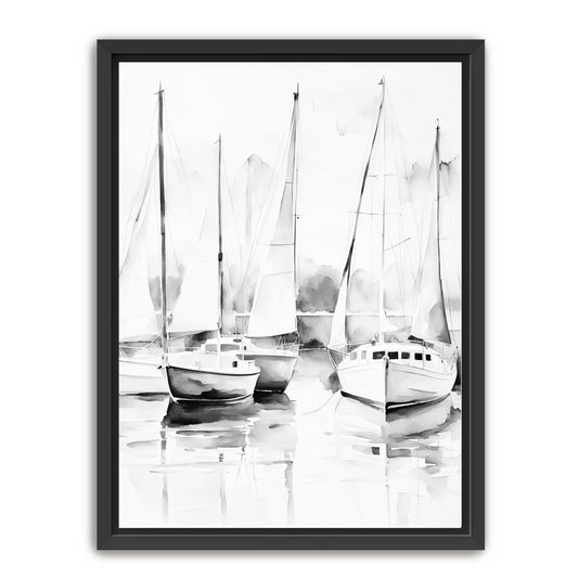 Sailing II Black + White Canvas