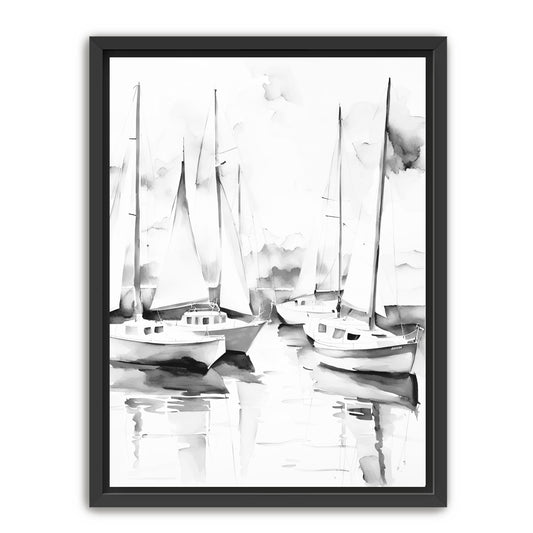 Sailing I Black + White Canvas