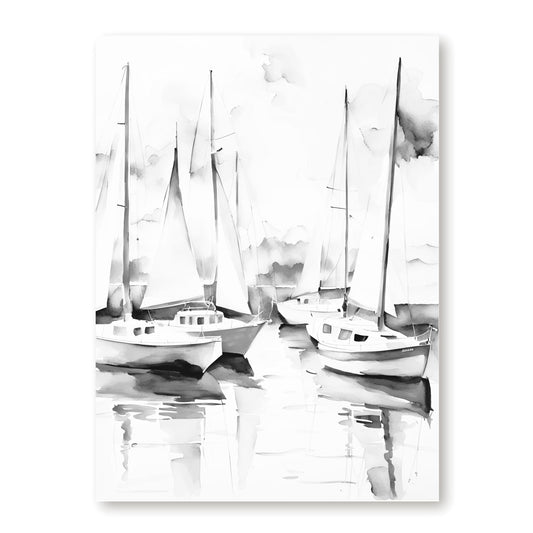 Sailing I Black + White Canvas